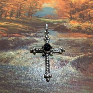 vintage sterling silver and onyx pendant